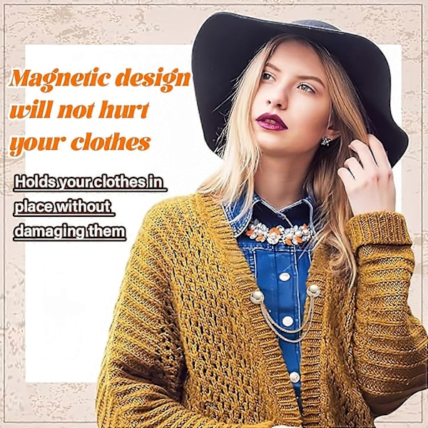 4 st Multifunktionella Magnetiska Klämmor, Starkaste Magnetiska Styrkan Knappar Klämmor, Multi-Purpose Magnetisk Nålfri Brosch för Kvinnor Rose Gold