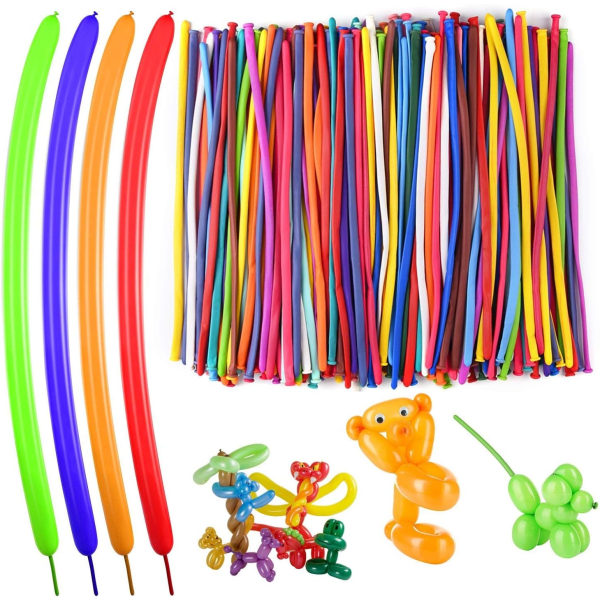 200pcs Modelling Balloons Twisting Large Mixed Coloured Art Craft Kit For Kids Birthday Party Decorations Bag Filler, Multicolour, 25cm