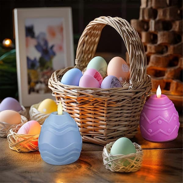 Påskeegg Tredelt Påskepynt Flammeløse LED-lys