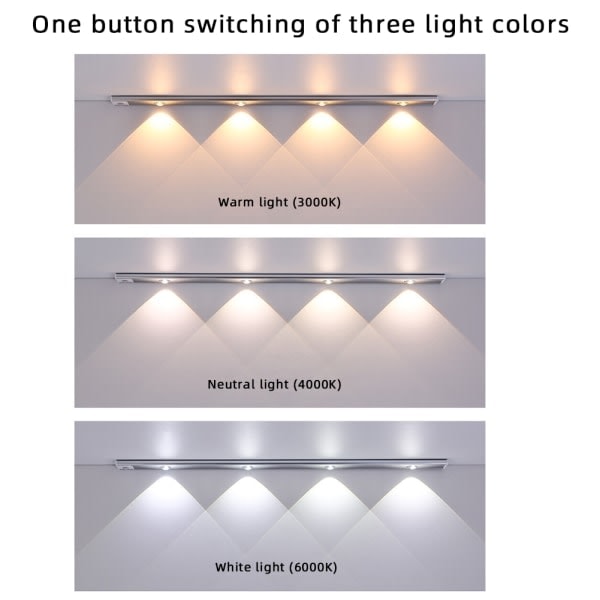 Trådløse magnetiske sensorlysstenger bevegelsessensor leselampe nattlys for soverom garderobe bad stue hall silver 30 cm
