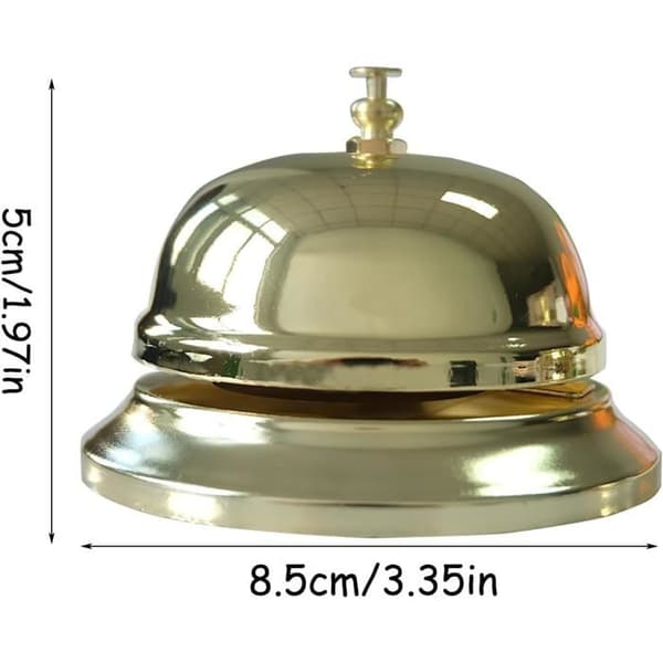 Sæt med 2 dørklokker - Rustfrit stål - Klar og høj lyd - Til restaurant, hotel, bar - Guld 8,5 x 5,5 cm
