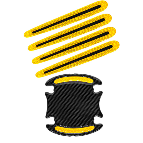 Bil Ytterhandtag dörrhandtag Reflekterande klistermärken Universal Säkerhet Reflekterande Varning Reptåliga klistermärken 8st (svart-gul)