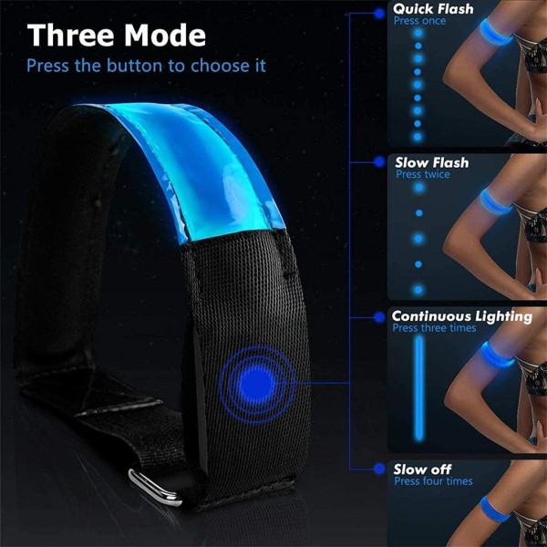 2-pack Laddningsbara LED-Armband Reflexband LED-Armband Luminous Band Reflexband för Barn Jogging Löpning Sport