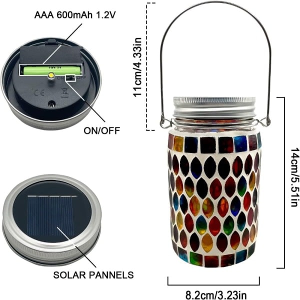 Mosaikk Solcellelamper Mason Jar Lampe BLÅ OVAL OVAL Blå Oval-Oval