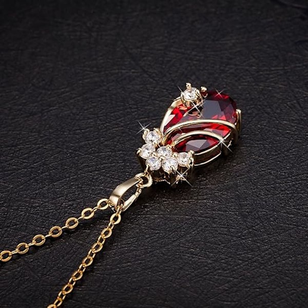 18K Gullbelagt Rhinestone Krystall Rød Krystall Anheng Halskjeder Ideer A