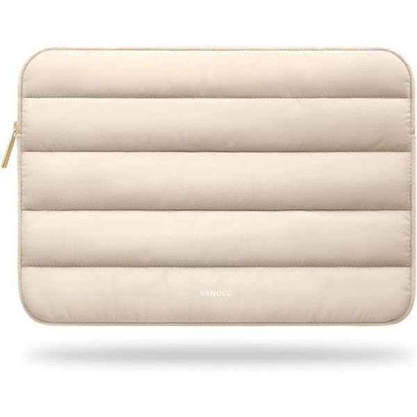 Smykkeskoffer for bærbare datamaskiner 13-14 tommer for kvinner. Laptopveske for MacBook Pro 14 tommer, MacBook Air M2 sett 13 tommer, iPad Pro 12.9 beige beige