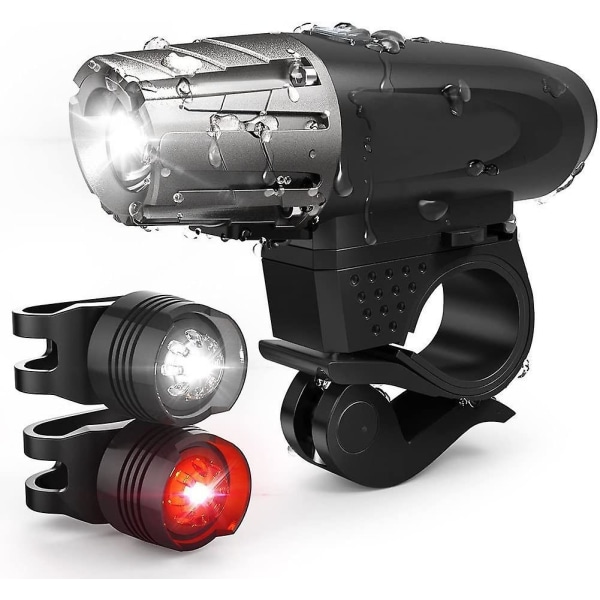 Bike Light Set, Usb Rechargeable Bicycle Headlight & Tail Light, Bike Front Lights Back Rear Lights Safety Flashlight