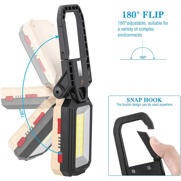 Led Lommelygte Arbejdslys, 10w Led Flood Light Genopladelig Bærbar Inspektionslys Magnetisk Lommelygte Med Usb