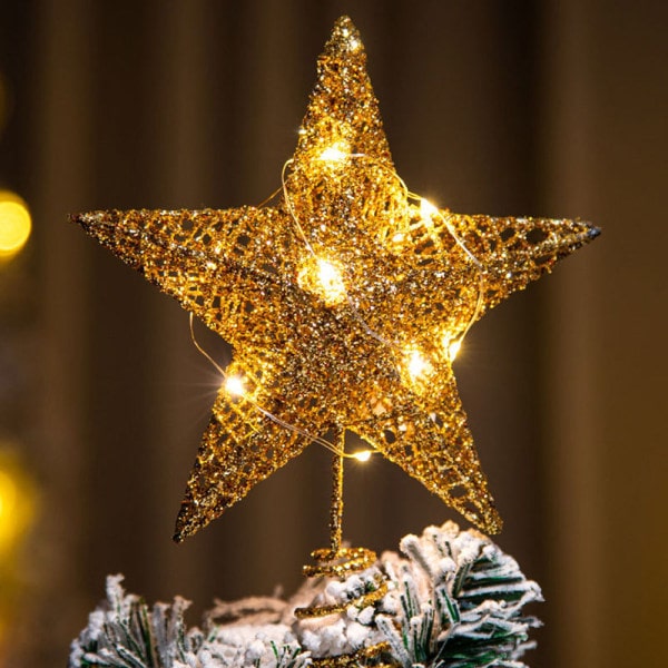 Julgransstjärna, glittrande stjärntoppar i guld
