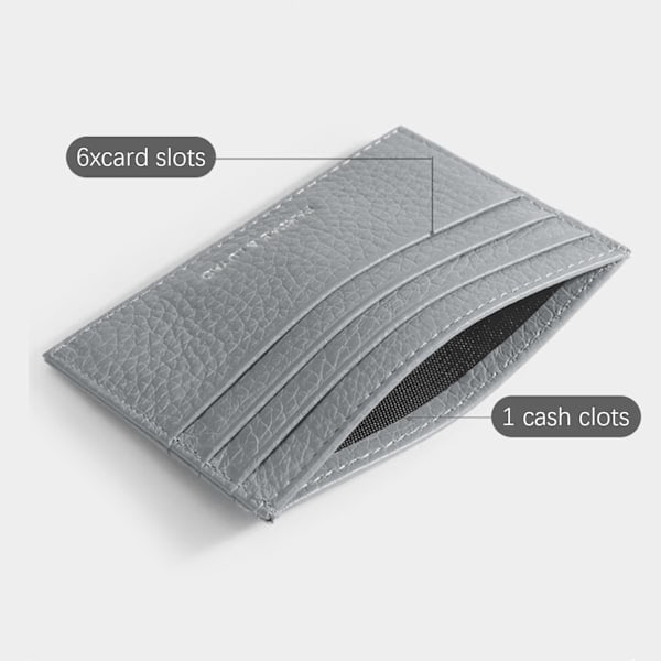 INF Slim kortfodral i äkta läder plånbok 6 kortplatser Grey