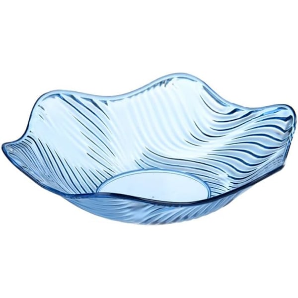 Fruktfat, Kristall Serveringsfat, Klar Salladskål, Snacks Dessertfat, Blomma Form Vågig Kant Platta Blue