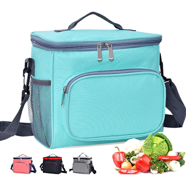 Lunchväska Arbetsväska Termisk Lunchväska Stor Dubbelfack Matväska för Män Barn Vuxna Damer Picknick Camping Skol Lunchkylväska Bärväskor Teal