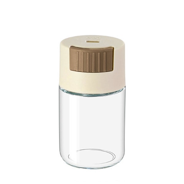 Saltströare i glas med fukttålig tätning, enkel påfyllning, transparent design, livsmedelsgodkänd kryddförvaring Beige
