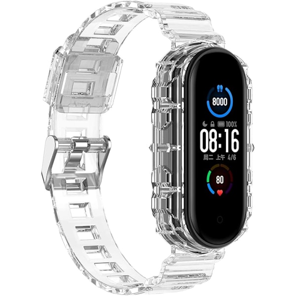 Smartklokke-reim for Xiaomi Mi Band 7/6/5, Transparent Silikonklokkebånd Håndleddsreim, Utbyttbar Armbånd Håndleddsreim for Xiaomi Clear
