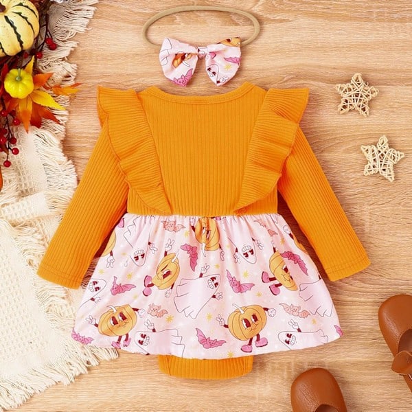 Sparkdräkt för små flickor, Nyfödd Halloween-kostym Flicka Pojke Första Halloween-outfit Skelett-kostym Baby Barn Jumpsuit (70 cm)
