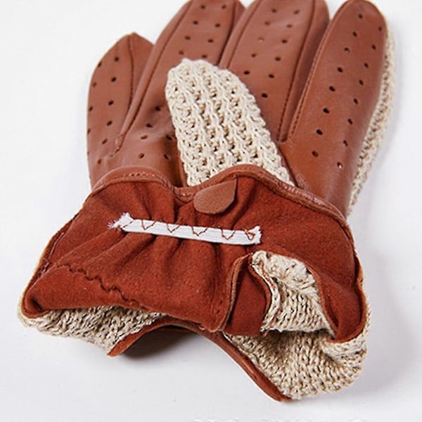 Modedrivhandskar Äkta fårskinns läderhandskar Herrar Håll Varma Stickade Vantar Beige XL