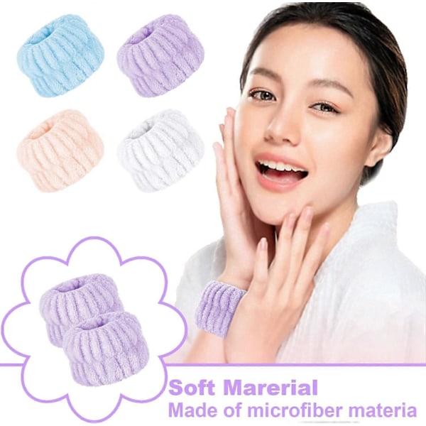 8 st Handledsband för ansiktsrengöring Mikrofiber Handledsband Tvätthandduk Spa Handledsband för ansiktsrengöring Absorberande