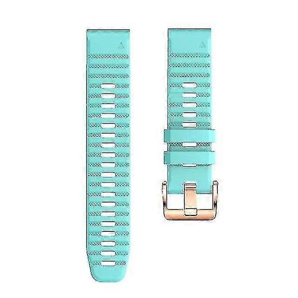 Urremme til Garmin Fenix 7s / 6s Pro / 5s Plus / Instinct 2s, vandrette stribede silikone 20mm rem med rosaguld spænde Mint Green