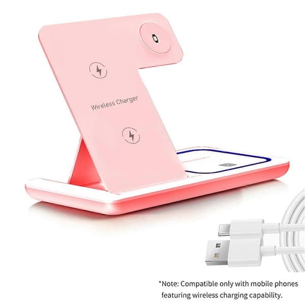 15W Trådløs Lader LED Lys Telefonholder Stativ Rosa