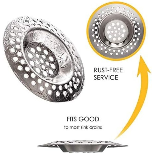 2-pack rostfritt stål diskhossil, badrum/kök standard sil dräneringsskydd, badkar/dusch hårfångst 3 tum 7,0 cm 7.0cm-70孔