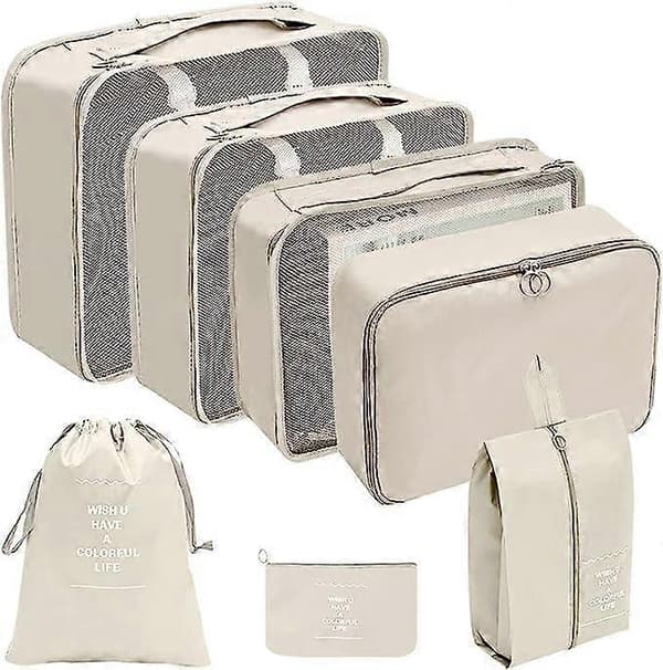 Organizer til kuffert - 7 dele - Tasker til rejser Beige