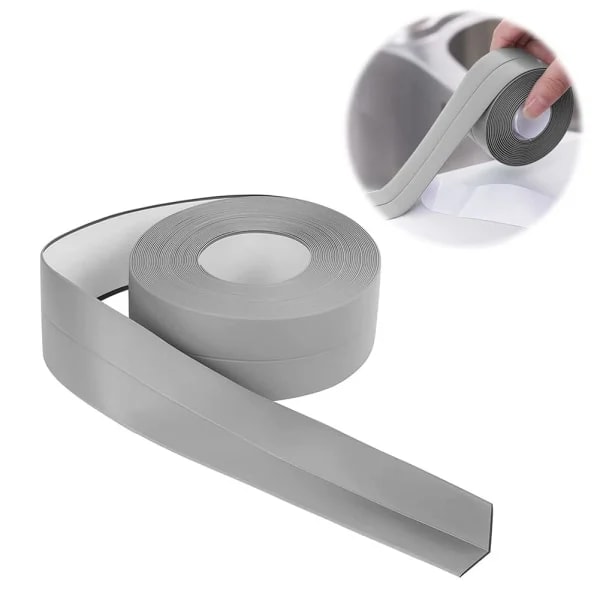 Badkarslist - 3,2m*55mm Självhäftande PVC Vattentät List - Självhäftande Flexibel Bas Grey