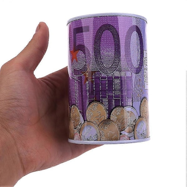 Euro Dollari Säästölipas Sylinterimäinen Säästölipas Kolikkolaatikoille 7,5x11 500 Euro Appearance