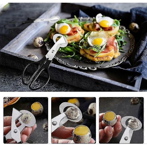 Vakteläggsax, 2-pack vakteläggsaxar, äggskalssax i rostfritt stål, äggskalsöppnare för hem, restaurang, kök