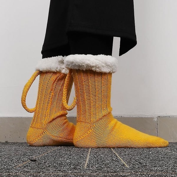 3D-olutlasi-sukat, söpöt, unisex, hauskat, keltaiset, neulotut sukat