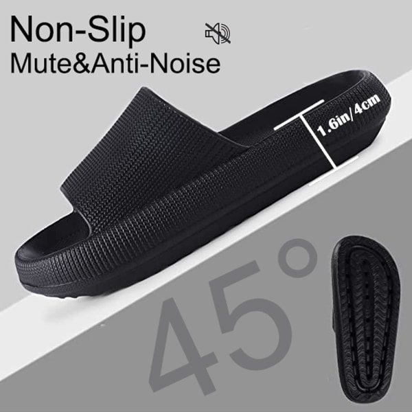 Pilvi Slippersit Naiset Miehet  Slippersit Uima-altaalle Kesä Flip Flop Suihku Kylpytyyny Slippersit Black 4/5 UK