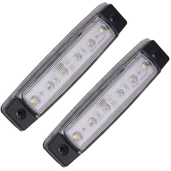 12V 6 LED tilhengerposisjonslys, baklys, sidemarkeringslys, blinklys, instrumentbelysning (hvit)