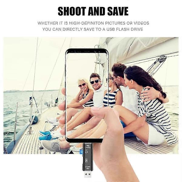 Multifunktionell USB 3.0 Typ C USB Micro-USB SD TF Minneskortläsare för Android Dator Dock OTG T