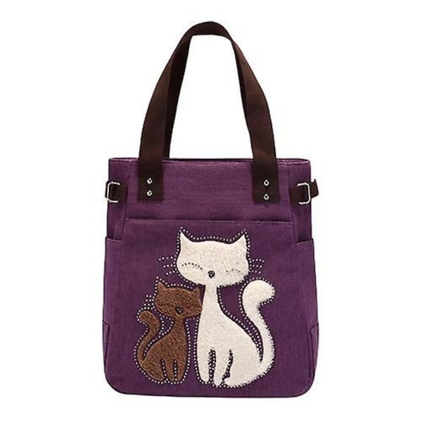 Dame Skuldertaske Stor Kat Tote Håndtaske Purple