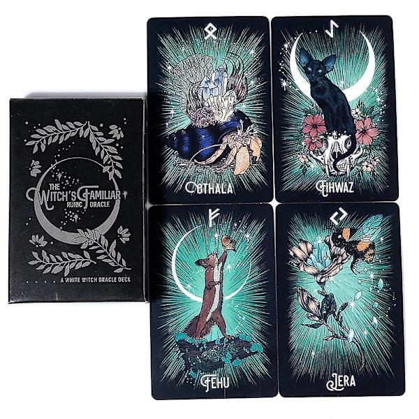 Noidan tutun runollinen ennustuskorttipakka 24 korttia indie tarot-pakka runot runokortit eläinennustaja eläintarot-kortit viikinkirunat