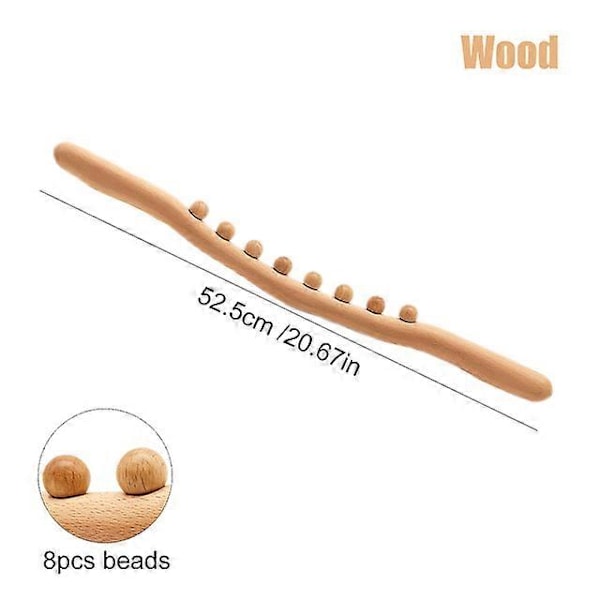 Träterapi Lymfdränage Massage Roller Stick Verktyg Fascia Blaster Mage Cellulit Massager för Nacke Rygg Midja Arm Ben 8 Beads Wood