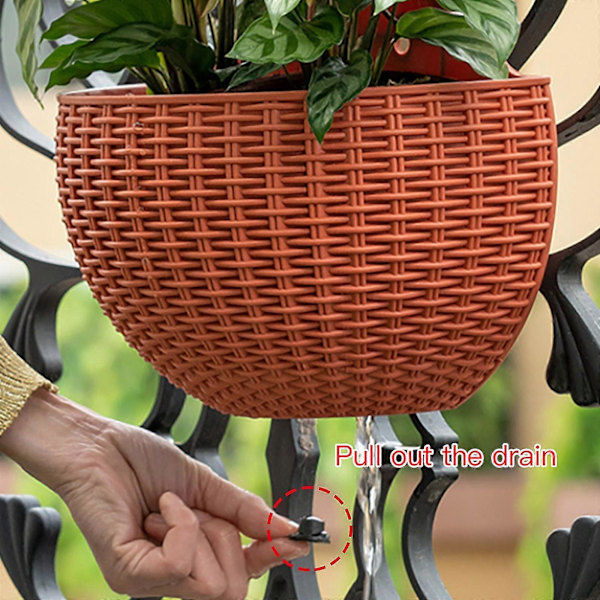 Seinään kiinnitettävät kukkaruukut Kukkaruukku Lahja Parveke Puoliympyrän muotoinen Sisä- ja ulkokäyttöön Kodin koristelu Riippuva eurooppalaistyylinen maljakko Brick red small  size