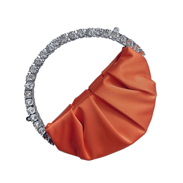 Naisten Elegantti Iltapuku-Kukkaro Kiillotetulla Pyöreällä Kahvalla Orange