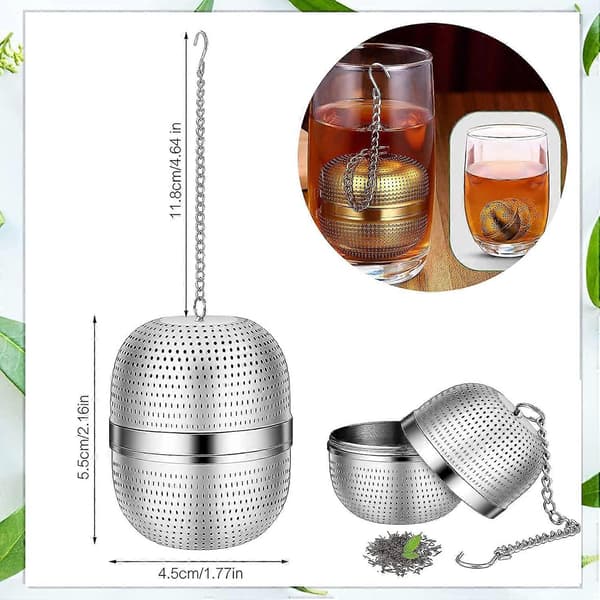 Te-infuser, te- og urteballsil i rustfritt stål, teballsil med dryppskåler