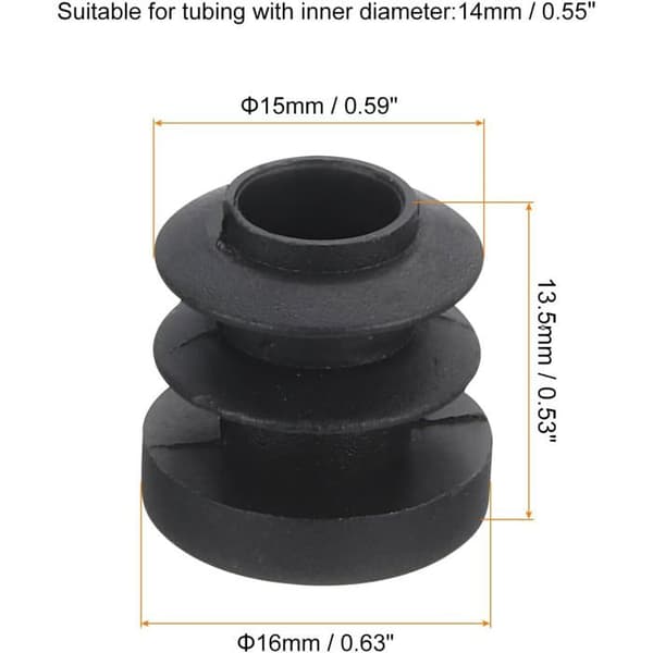 Møbelbenshætter - 36 Stykker - Sort PE Plast - 16mm Anti-Skrid Beskyttelse - Til C