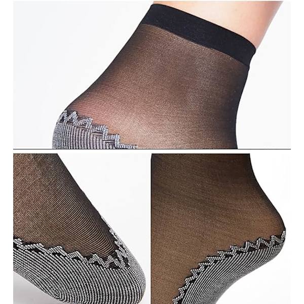 Kvinnors 12 par Silkeslenta Anti-Slip Bomullssula Sheer Ankle High Strumpbyxor Strumpor Förstärkt Tå, Sheer Ankle Nylon Popstrumpor 12 Pairs Black 4-9