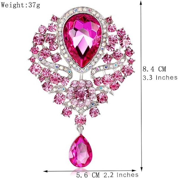 Broscher Emalj Brosch för Män Kvinnor Retro Strass Slipstift Kläder Hatt Dekoration Pink