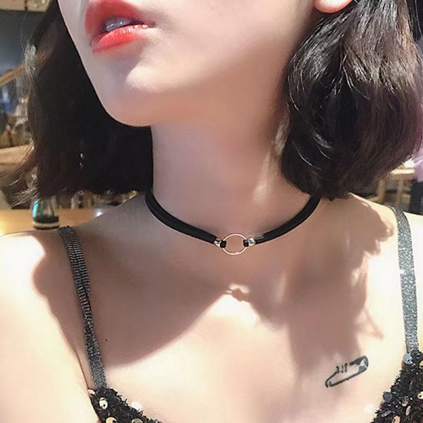 Sort Choker til Kvinder, Justerbar Sort Velvet Choker, Boheme Gotisk Choker til Kvinder, Halloween Jul Nytårs Smykkegave til Piger Kvinder