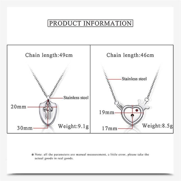 Lås og Nøgle Vedhæng Halskæde Smukt Par Titan Halskæde Mænd Kvinder Par Fødselsdagsgave