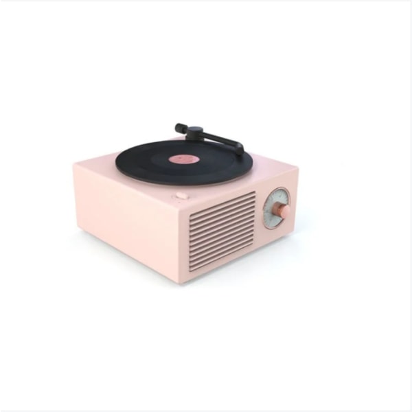 Liten ljud trådlös multifunktions Bluetooth vinylskivspelare (rosa)