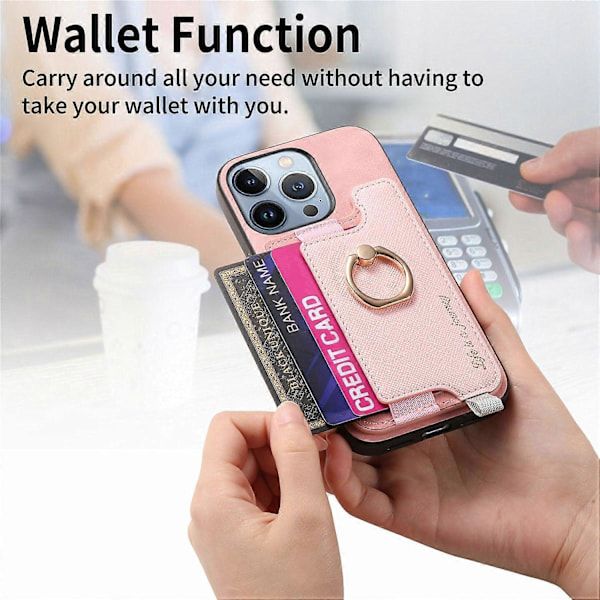 B5 iPhone 16 Pro Max -kotelo 2-in-1 Magneettinen irrotettava korttipidike Nahka + TPU Puhelimen suojus - Vaaleanpunainen Pink