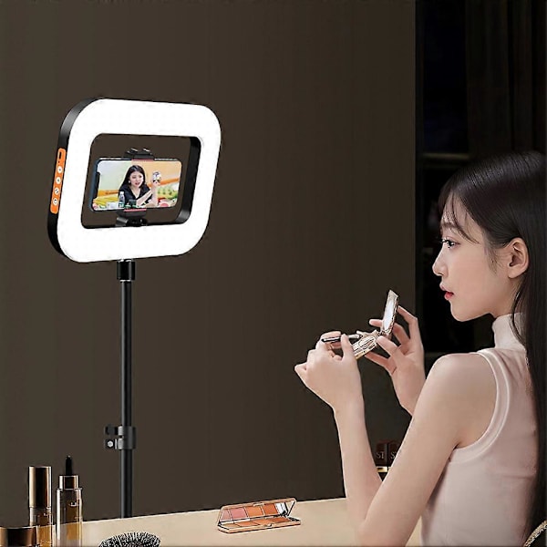 10\" Selfie Ring Light, Steglöst Dimmbar LED Ring Light, Mobiltelefon Fotografering LED Cirkellampa för Livestreaming
