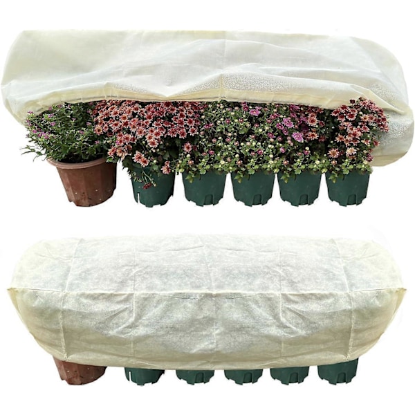 2 st Rektangulära Vinterskydd, Frostsäker Täckning för Blomlådor med Dragband 100*40*45cm
