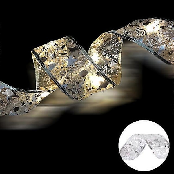 Bånd Fe Lys Juledekoration Juletræspynt til Hjemmet 2023 Julelys Navidad Natal Nytår 2024 Silver-Warm Color 10M