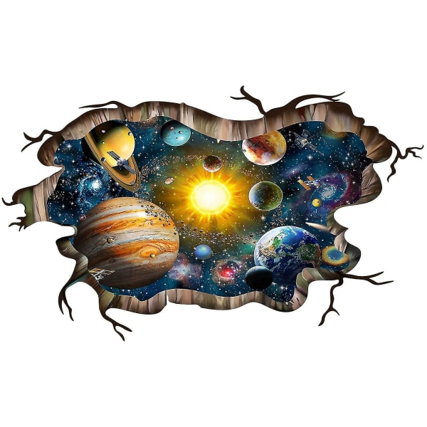 3d Broken Cosmic Galaxy Väggdekaler, Magic Milky Way Outer Space Planet Wall Stickers, Creative Stars And Solarsystem Wallpaper