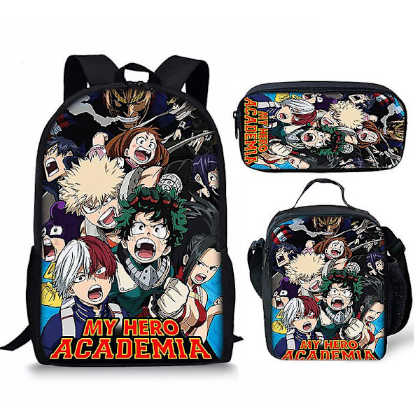 My Hero Academia Skolesekk Tre-delt My Hero Academia Matpose Blyant Ryggsekk